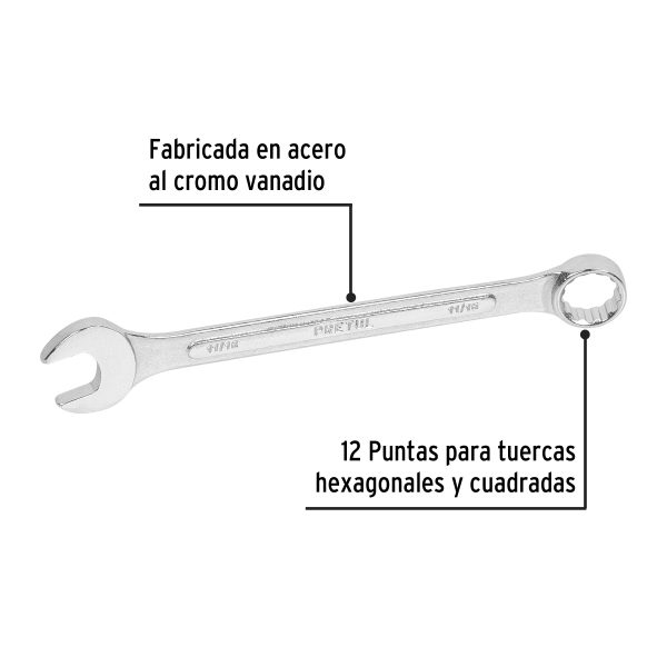 21887 - Llave combinada 11/16' x 210 mm de largo, Pretul