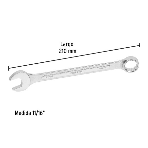 21887 - Llave combinada 11/16' x 210 mm de largo, Pretul