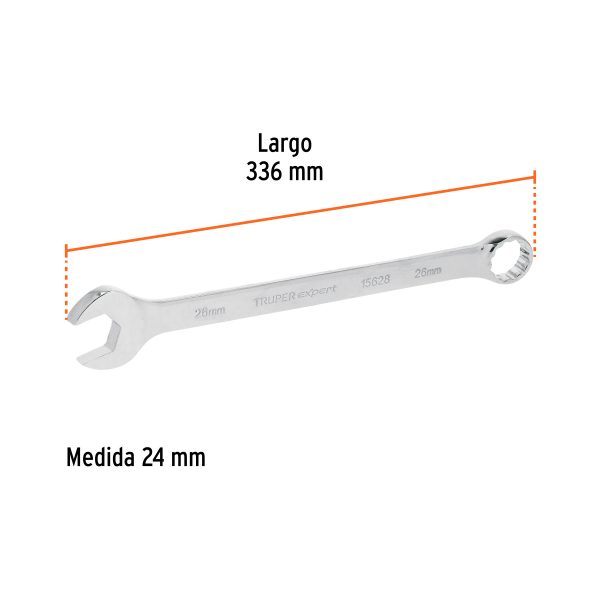 15627 - Llave combinada extralarga 24 mm x 336 mm de largo, Expert