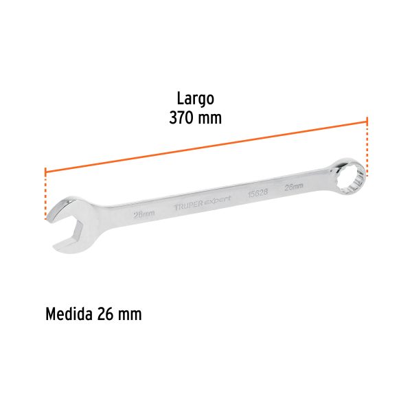 15628 - Llave combinada extralarga 26 mm x 370 mm de largo, Expert