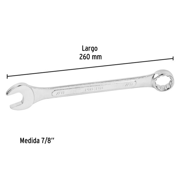 21890 - Llave combinada 7/8' x 260 mm de largo, Pretul