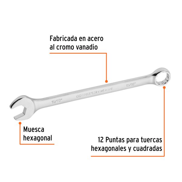 15601 - Llave combinada extralarga 15/16' x 336 mm de largo, Expert