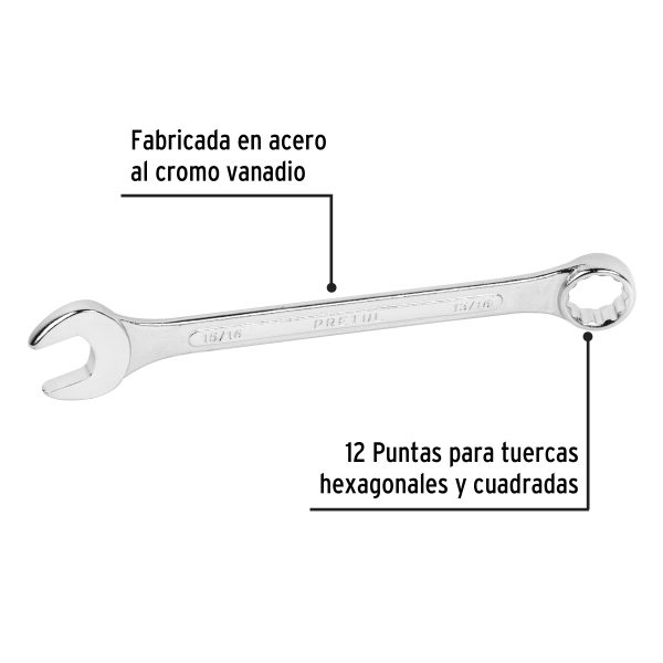 21891 - Llave combinada 15/16' x 280 mm de largo, Pretul