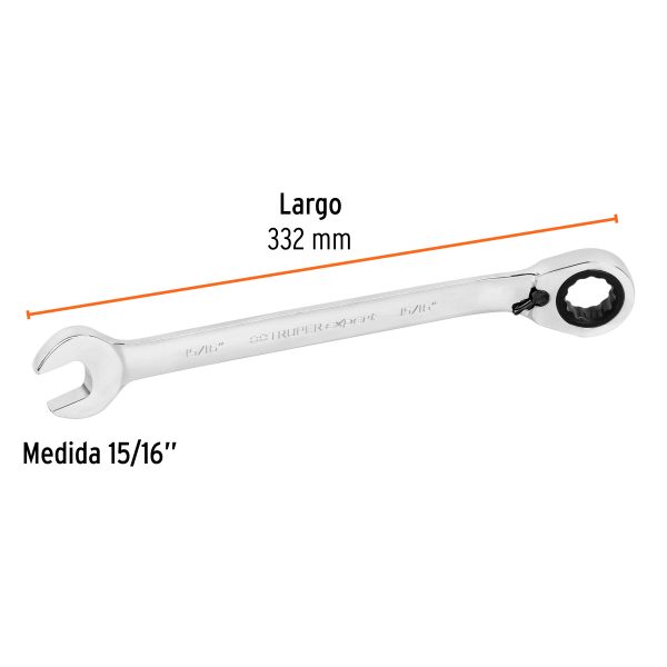 13648 - Llave combinada matraca reversible 15/16'x332mm largo,Expert