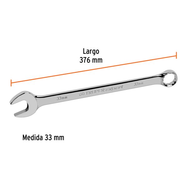 13818 - Llave combinada extralarga 33 mm x 376 mm de largo, Expert