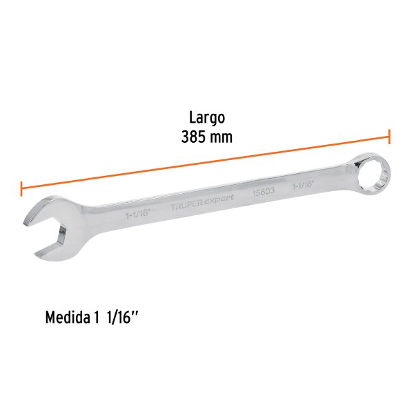 15603 - Llave combinada extralarga 1-1/16' x 385 mm de largo, Expert