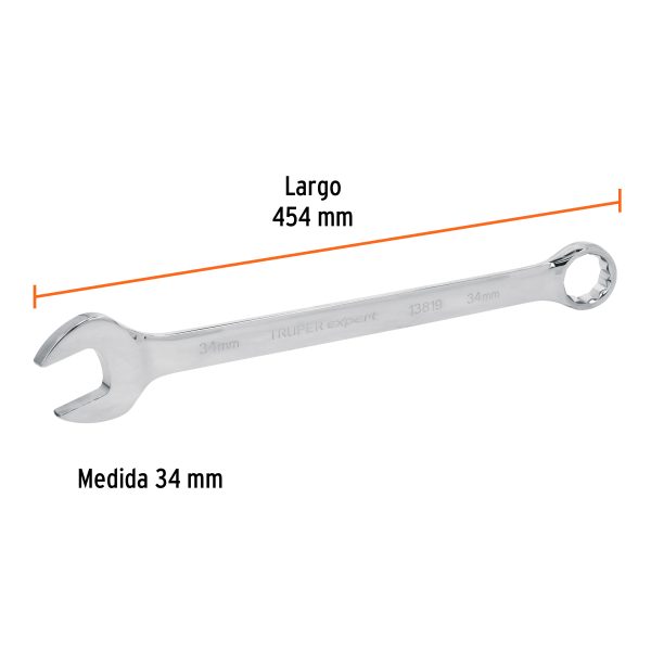 13819 - Llave combinada extralarga 34 mm x 454 mm de largo, Expert
