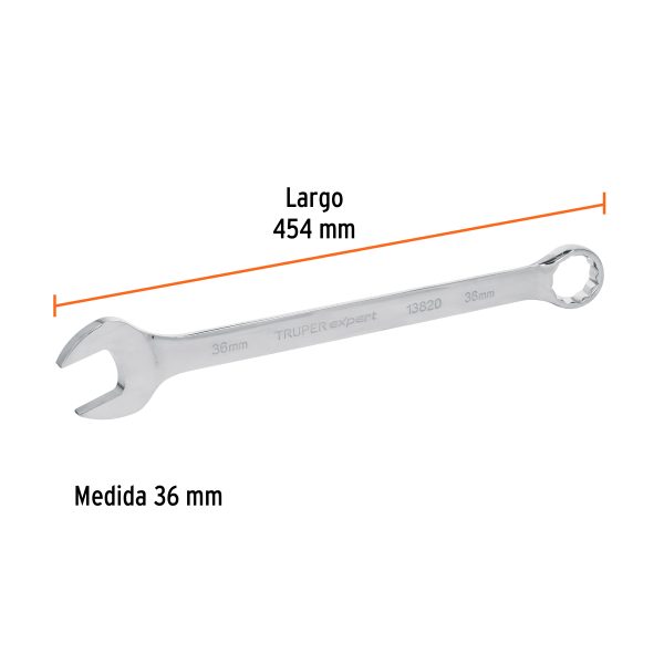 13820 - Llave combinada extralarga 36 mm x 454 mm de largo, Expert