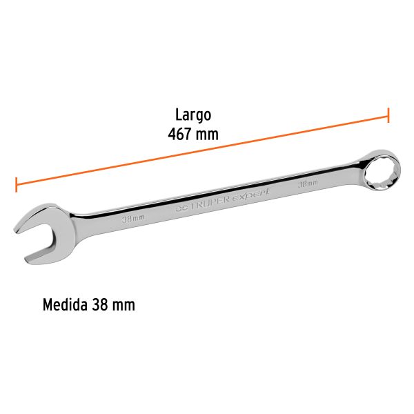 13821 - Llave combinada extralarga 38 mm x 467 mm de largo, Expert