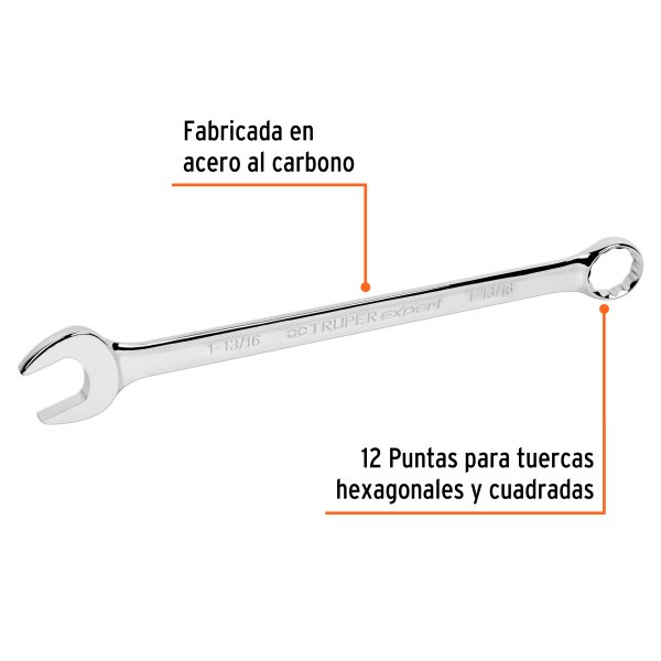 15634 - Llave combinada extralarga 1-13/16' x 496 mm largo, Expert
