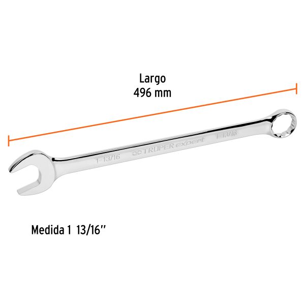 15634 - Llave combinada extralarga 1-13/16' x 496 mm largo, Expert
