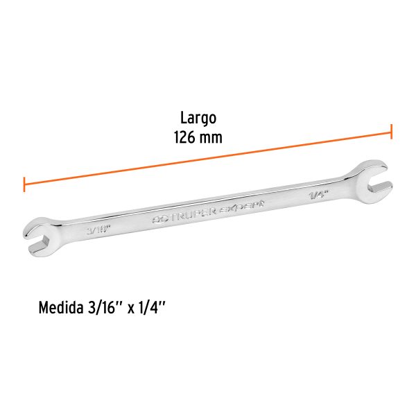 15678 - Llave española, 3/16 x 1/4' x 126 mm de largo, Truper Expert