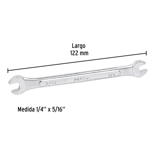 21950 - Llave española, 1/4 x 5/16' x 122 mm de largo, PRETUL