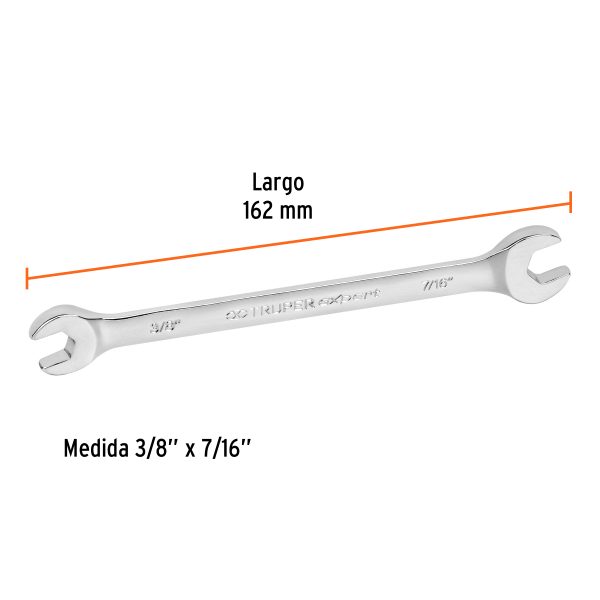 15684 - Llave española, 3/8 x 7/16' x 162 mm de largo, Truper Expert