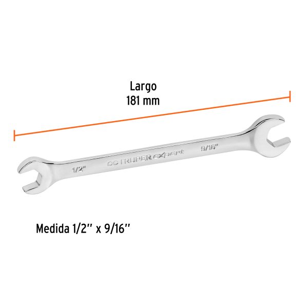 15688 - Llave española, 1/2 x 9/16' x 181 mm de largo, Truper Expert