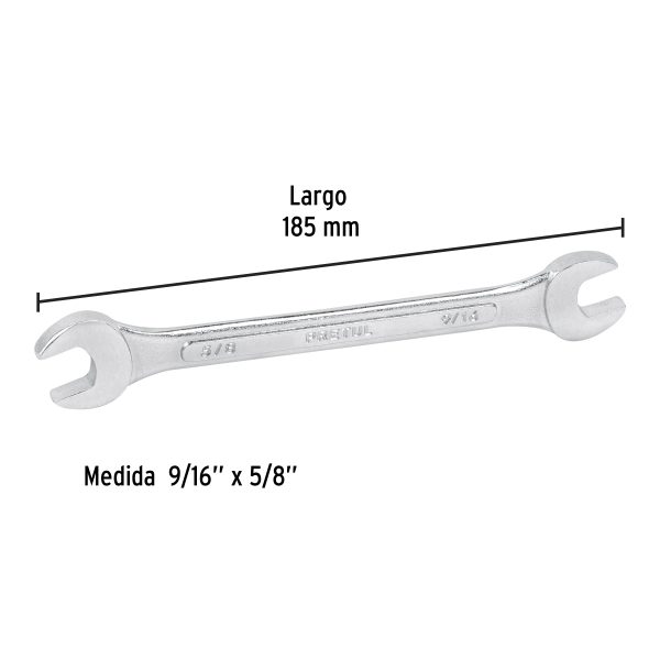 21955 - Llave española, 9/16 x 5/8' x 185 mm de largo, PRETUL