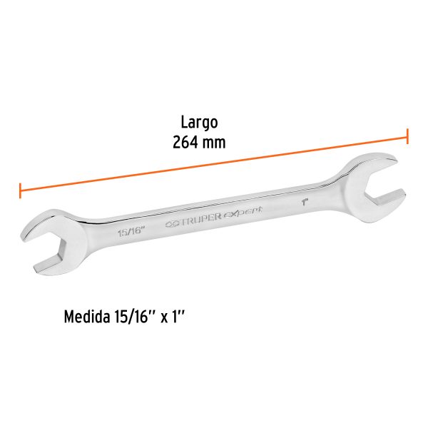 15702 - Llave española, 15/16 x 1' x 264 mm de largo, Truper Expert