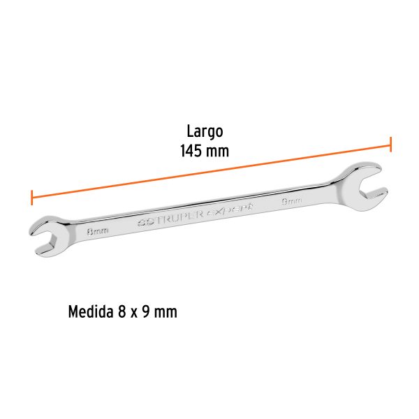 15706 - Llave española 8 x 9 mm x 145 mm de largo, Truper Expert