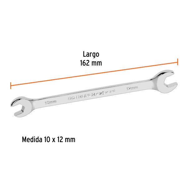 15709 - Llave española 10 x 12 x 162 mm de largo, Truper Expert