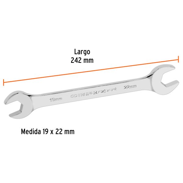 15717 - Llave española 19 x 22 x 242 mm de largo, Truper Expert