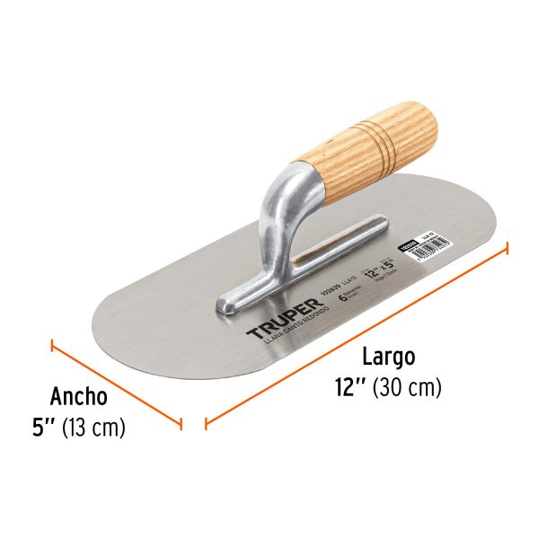 102639 - Llana canto redondo 12' x 5' con mango de madera, Truper