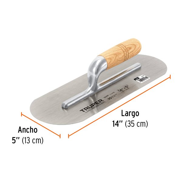 12397 - Llana canto redondo 14' x 5' con mango de madera, Truper