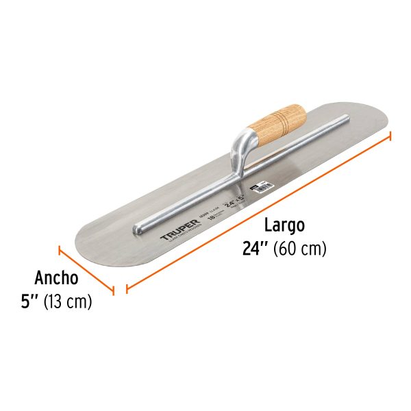 12399 - Llana canto redondo 24' x 5' con mango de madera, Truper