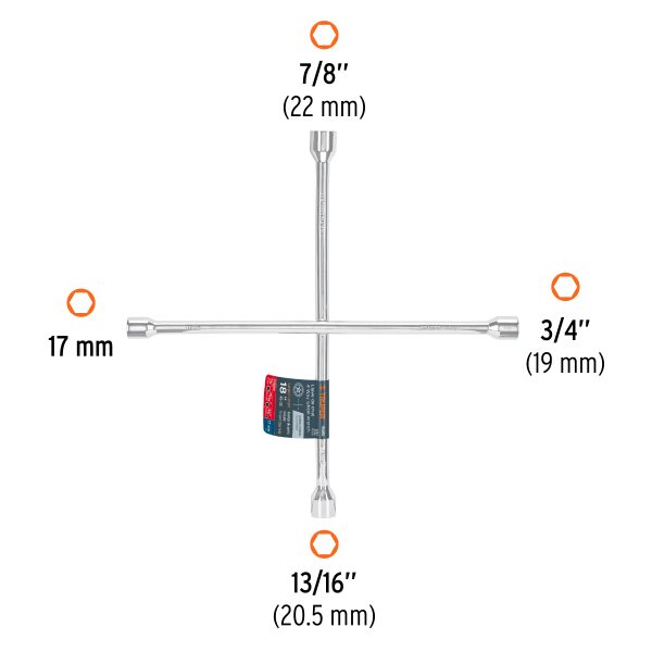 15480 - Llave de cruz 18' pulida y cromada, TRUPER