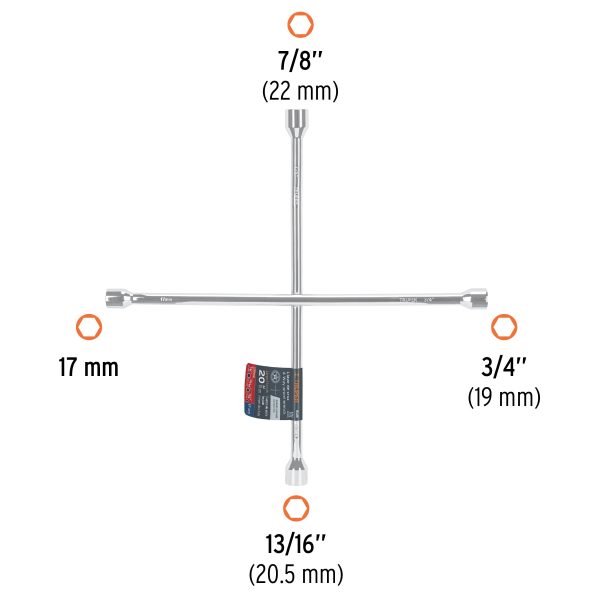 15481 - Llave de cruz 20' pulida y cromada, TRUPER