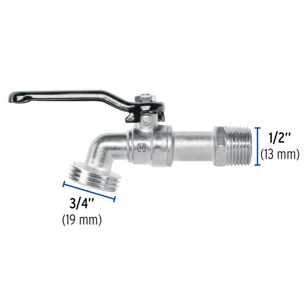 48243 - Llave de esfera de zinc 1/2', 110 g, s/adaptador, Basic
