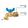 49054 - Llave de esfera de latón 3/4' con rosca para manguera, Foset