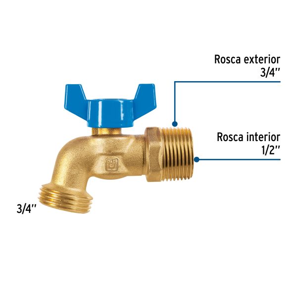 49054 - Llave de esfera de latón 3/4' con rosca para manguera, Foset