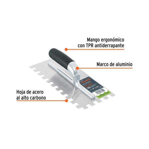 102790 - Llana 11' dentado cuadrado 1/2', 10 remaches, mango comfort