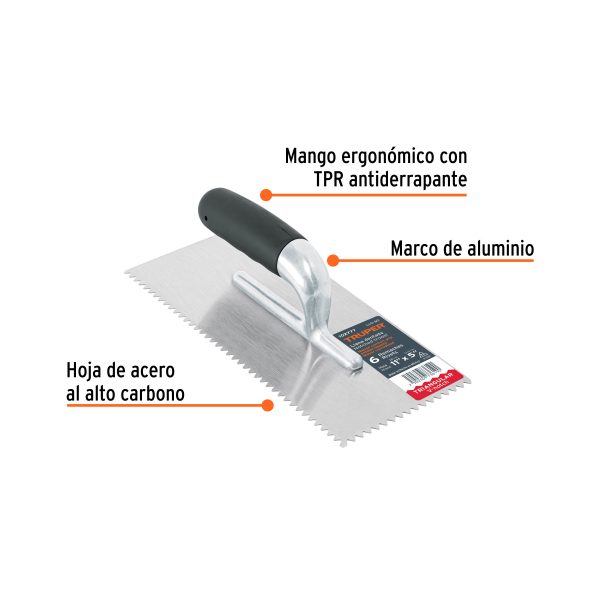 102777 - Llana 11' dentado triangular, 6 remaches, mgo comfort grip