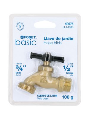 49075 - Llave p/manguera, de latón, 100g, 1/2', blíster, BASIC