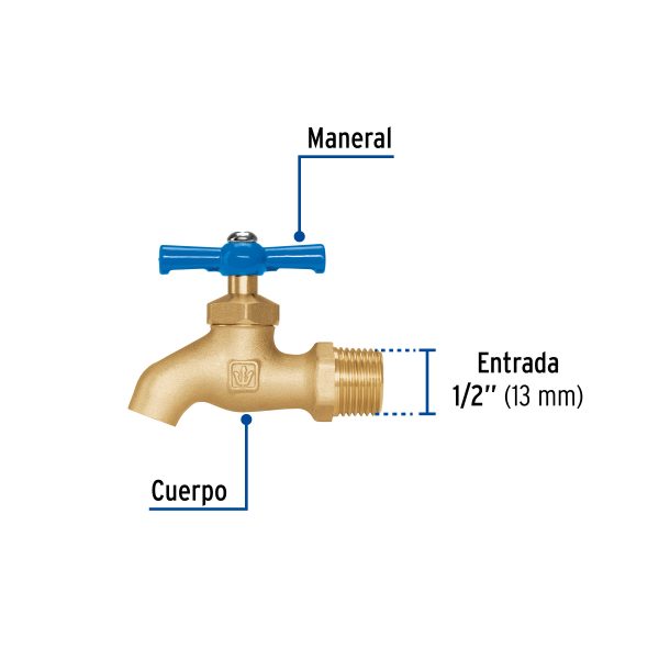 49090 - Llave de nariz de latón, 135 g, entrada 1/2', Foset