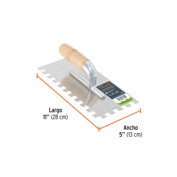 102703 - Llana 11' dentado cuadrado 1/2', 6 remaches, mgo madera