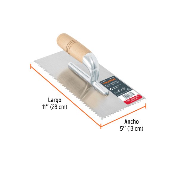 15409 - Llana 11' dentado triangular, 6 remaches, mgo madera, Truper