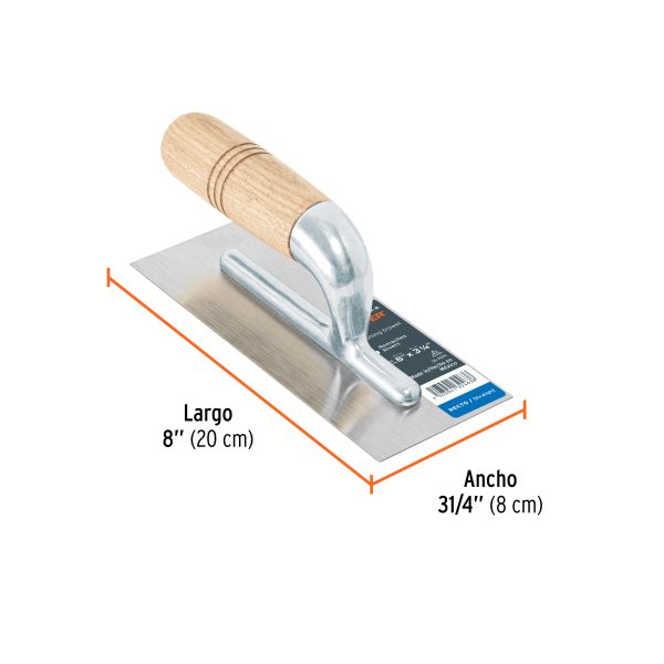 103037 - Llana mini 8' canto recto, 6 remaches, mgo madera, Truper