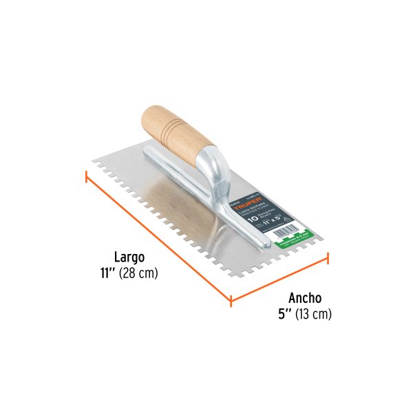 15404 - Llana 11' dentado cuadrado 1/4', 10 remaches, mgo madera