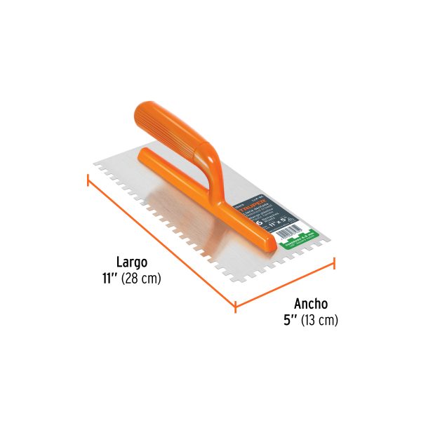 15413 - Llana 11' dentado cuadrado 1/4', 6 remaches, mgo plástico