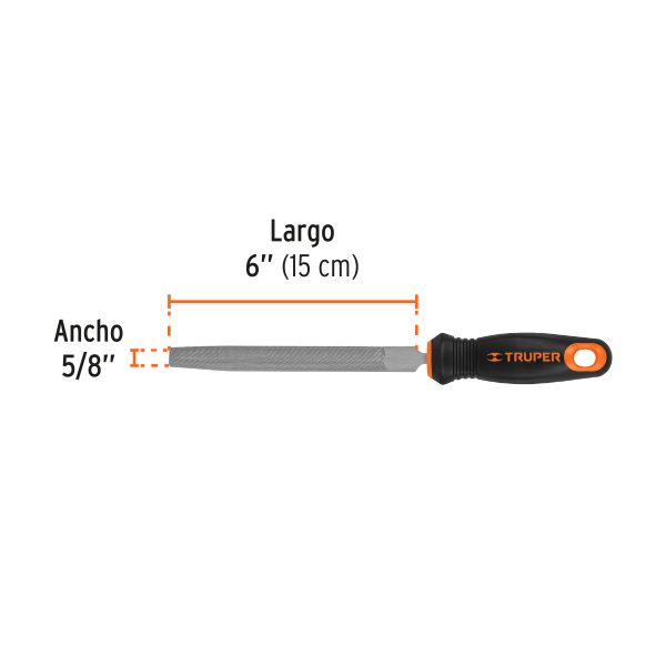 15317 - Lima media caña bastarda 6' mango doble inyección, TRUPER