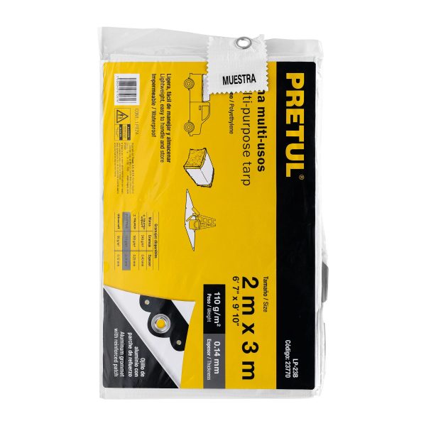 23770 - Lona de polietileno 2 x 3 m, blanca, 110 g/m2, PRETUl