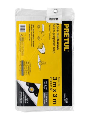 23771 - Lona de polietileno 3 x 3 m, blanca, 110 g/m2, PRETUL