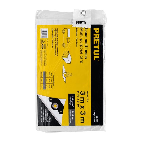 23771 - Lona de polietileno 3 x 3 m, blanca, 110 g/m2, PRETUL