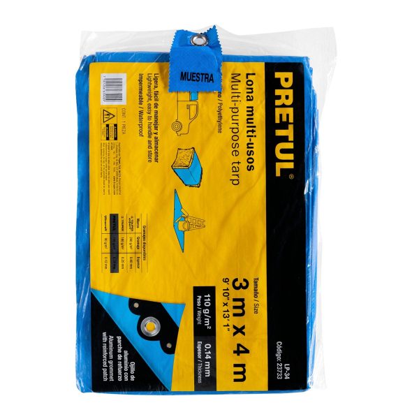 23733 - Lona de polietileno 3 x 4 m, azul, 110 g/m2, PRETUL