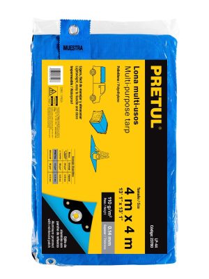 23780 - Lona de polietileno 4 x 4 m, azul, 110 g/m2, PRETUL