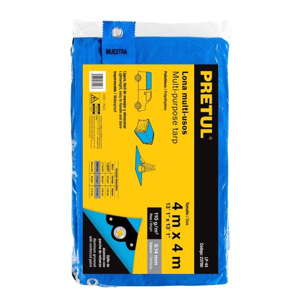 23780 - Lona de polietileno 4 x 4 m, azul, 110 g/m2, PRETUL