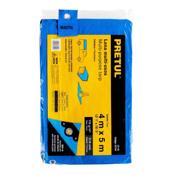 23734 - Lona de polietileno 4 x 5 m, azul, 110 g/m2, PRETUL