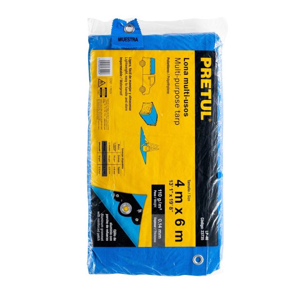 23735 - Lona de polietileno 4 x 6 m, azul, 110 g/m2, PRETUL